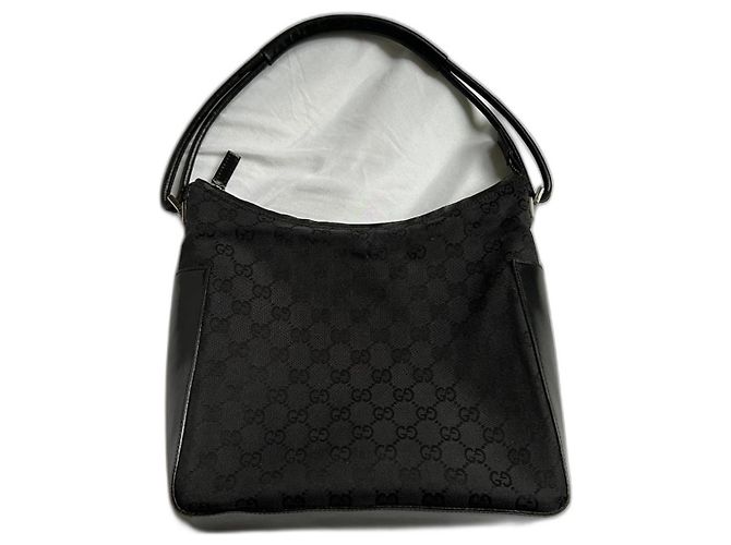 Bolsa Hobo Gucci Preta e Cinza de Couro Preto Cinza antracite
