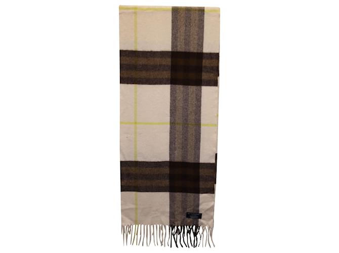 Burberry Check Fringed Scarf in Multicolor Cashmere Multiple colors Wool  ref.1133359