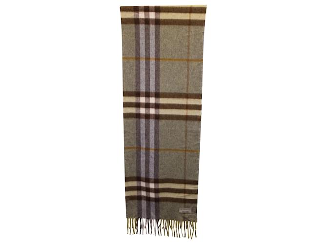Burberry Check Fringed Scarf in Multicolor Cashmere Wool  ref.1133360