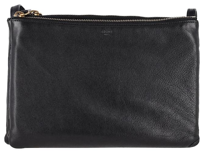 Céline Celine Large Trio in Black Lambskin Leather  ref.1133373