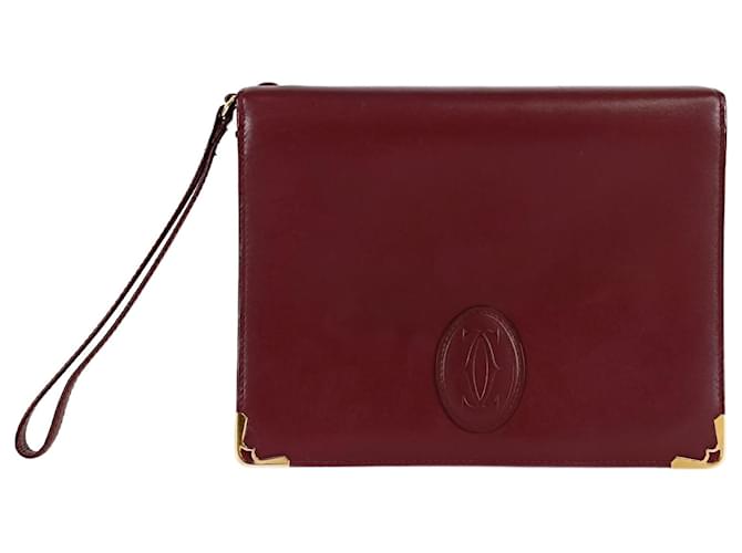 Pochette Cartier con manico in pelle bordeaux  ref.1133374