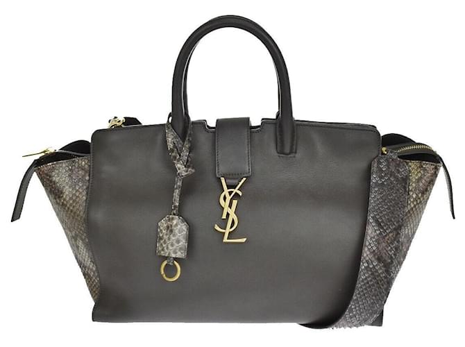 Yves Saint Laurent Downtown Grey Leather  ref.1133427