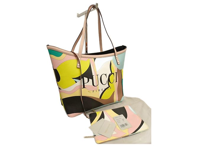 Emilio Pucci Handbag Leather and Cloth Multicolor
