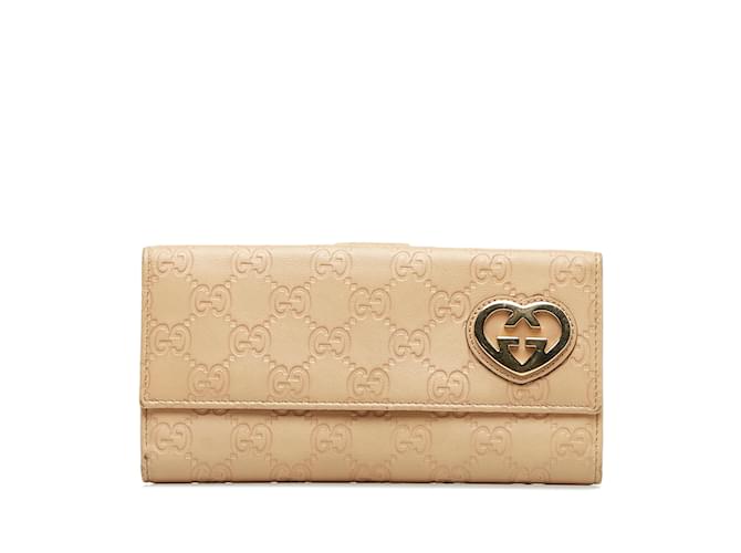 Portefeuille long marron Gucci Guccissima Lovely Cuir  ref.1133665