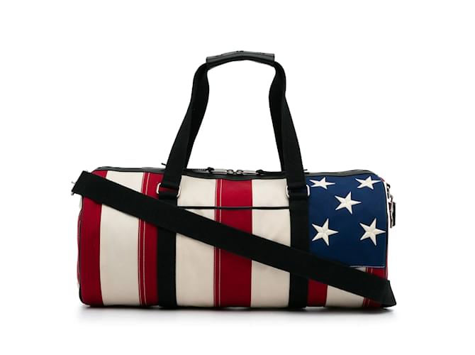 Weiße Reisetasche aus Segeltuch mit amerikanischer Flagge von Saint Laurent Leinwand  ref.1133706