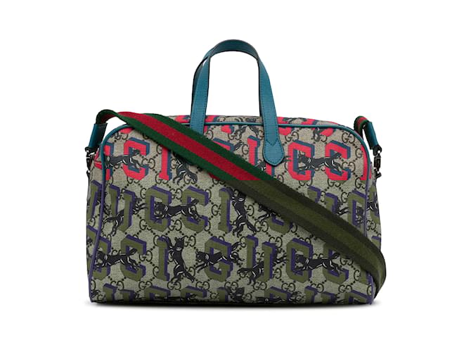 Red Gucci GG Supreme Wolves Satchel Leather ref.1133749 Joli Closet