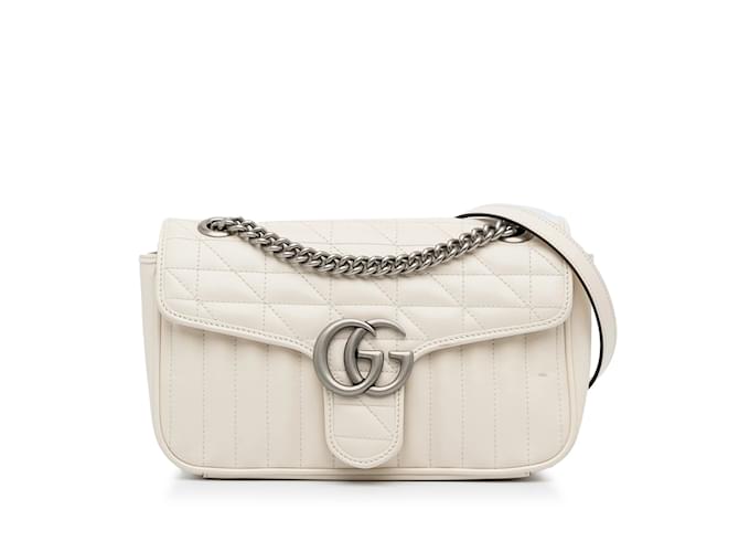 White Gucci Small GG Marmont Aria Matelasse Crossbody Bag Leather  ref.1133755