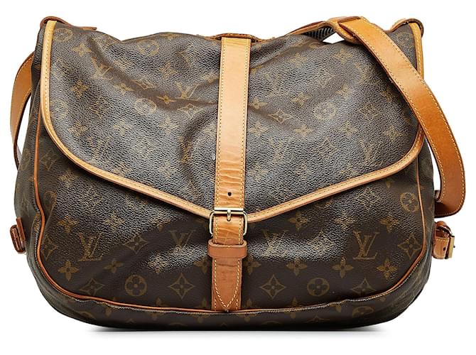Brown Louis Vuitton Monogram Saumur 35 Crossbody Bag Leather  ref.1133772