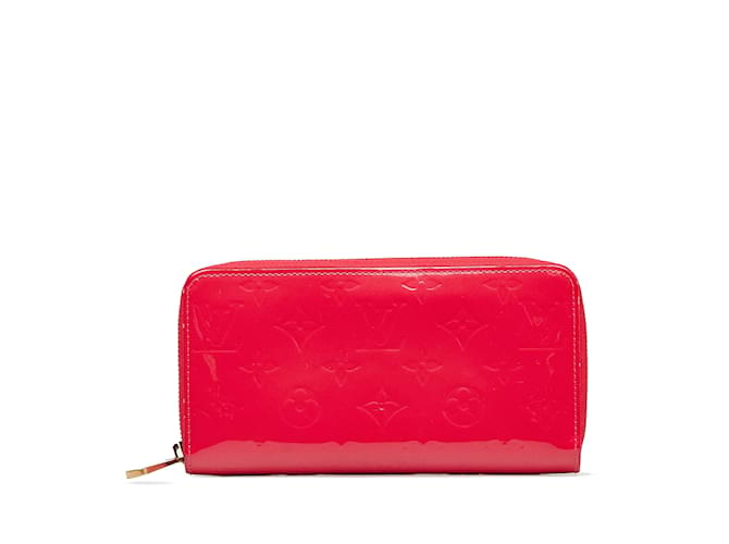 Red Louis Vuitton Monogram Vernis Zippy Wallet Leather  ref.1133774