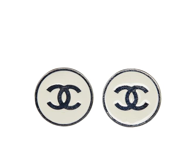 Silberne Chanel CC Ohrclips Metall  ref.1133779