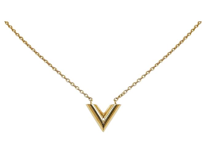 Gold Louis Vuitton Essential V Necklace Golden Yellow gold  ref.1133789