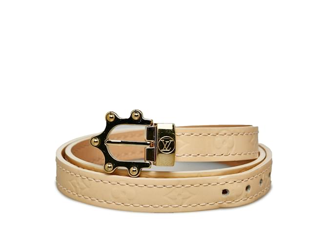 Bracelet marron Louis Vuitton Monogram Vernis Triple Tour Cuir  ref.1133844