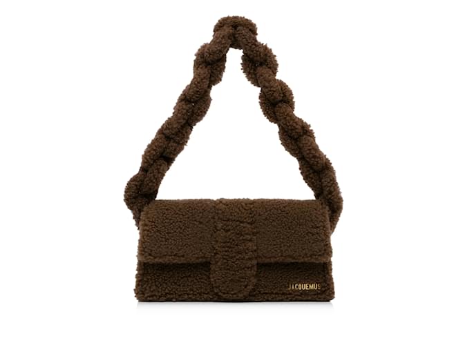 Brown Jacquemus Le Bambidou Shearling Shoulder Bag Leather  ref.1133876
