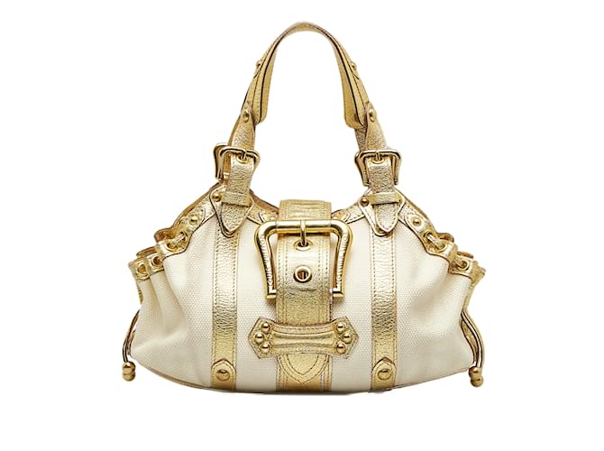 White Louis Vuitton Canvas Theda Treanonne GM Handbag Leather  ref.1133899