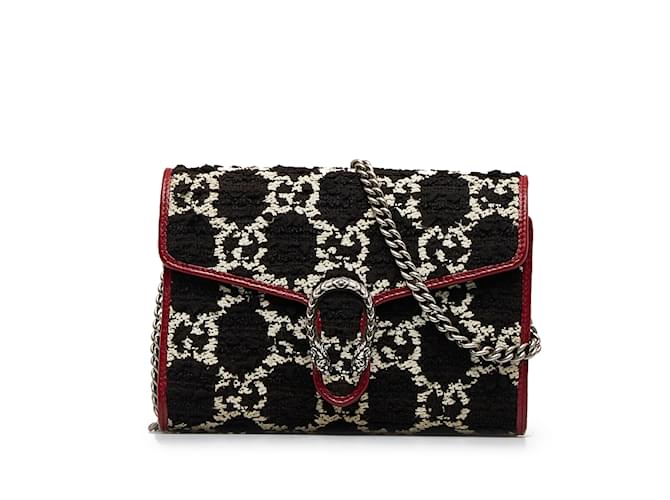 Black Gucci GG Tweed Dionysus Wallet on Chain Crossbody Bag  ref.1133953