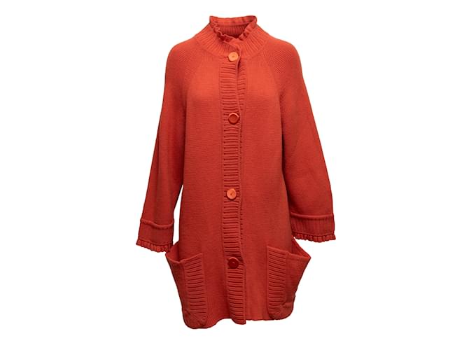 Vintage Orange Valentino Virgin Wool & Cashmere-Blend Cardigan Size US M  ref.1133963