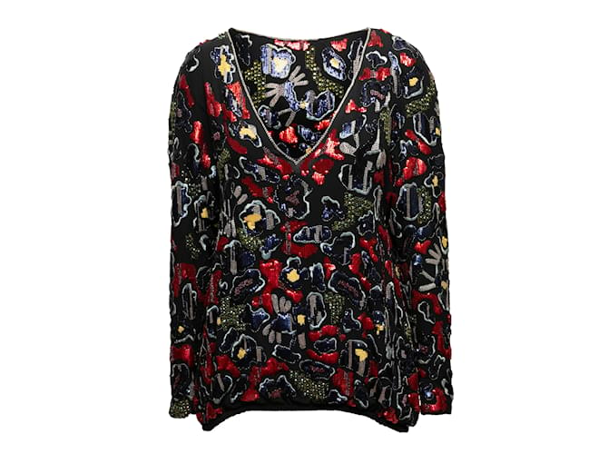 Vintage Black & Multicolor Karl Lagerfeld Spring/Summer 1985 Haute Couture Embellished Top Size FR 36 Synthetic  ref.1133965