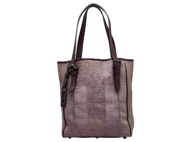 Purple Burberry Woven Canvas Tote Leather  ref.1133979