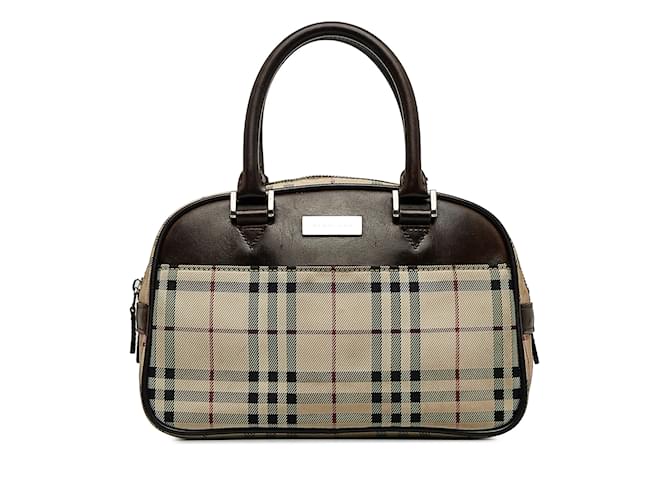 Beige Burberry House Check Handbag Leather  ref.1133985