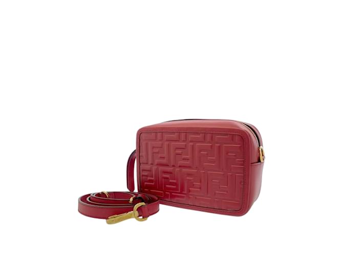 Red Fendi Zucca Embossed Leather Camera Bag  ref.1133999