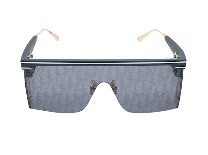 Navy Christian Dior Logo Shield Sunglasses Navy blue Plastic  ref.1134024