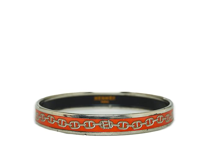 Hermès Rotes Hermes Chaine Dancre schmales Emaille-Armreif-Kostüm-Armband Metall  ref.1134049