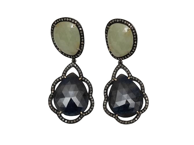 Autre Marque Multicolor Bavna Sapphire, Diamond & Faceted Gemstone Drop Earrings Multiple colors Metal  ref.1134091