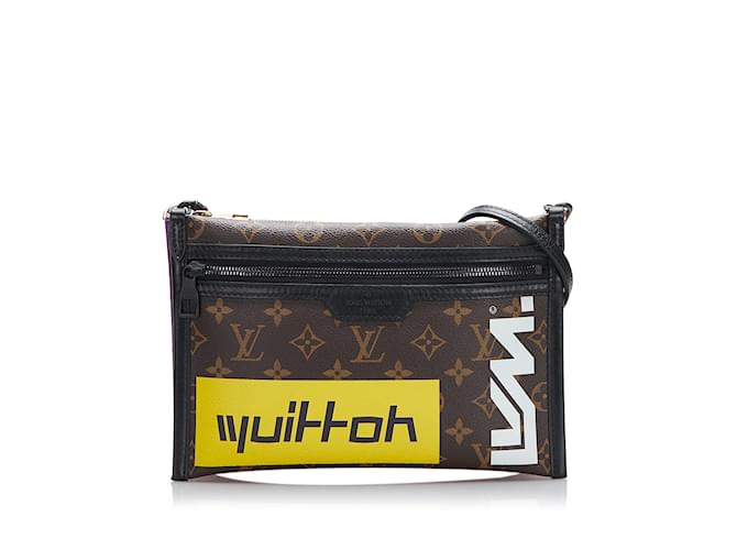 Brown Louis Vuitton Monogram Double Flat Messenger Leather  ref.1134178