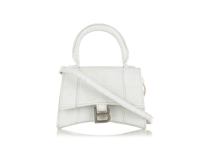 Bolsa Balenciaga Mini Ampulheta em Relevo Branca Branco Couro  ref.1134183