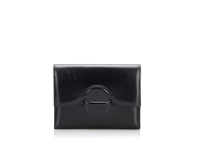 Hermès Pochette Hermes Box in pelle di vitello nera Nero  ref.1134212