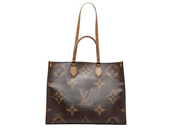 Braune Louis Vuitton-Monogramm-Reverse-OntheGo-GM-Umhängetasche Leinwand  ref.1134250