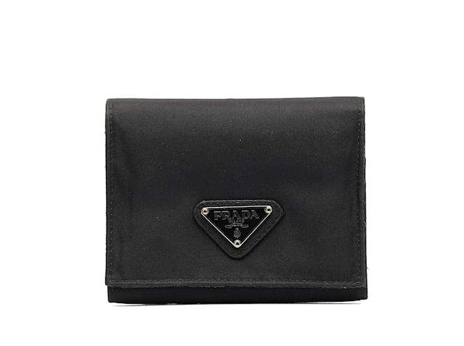 Black Prada Tessuto Trifold Wallet Synthetic ref.1134298 Joli Closet