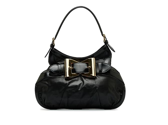 Black Gucci Leather Dialux Queen Hobo Bag  ref.1134304