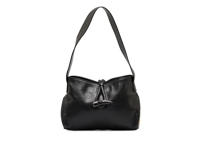 Black Burberry Horn Toggle Shoulder Bag Leather  ref.1134313
