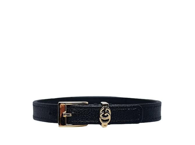 Bracelet G doublé Gucci noir Cuir  ref.1134397