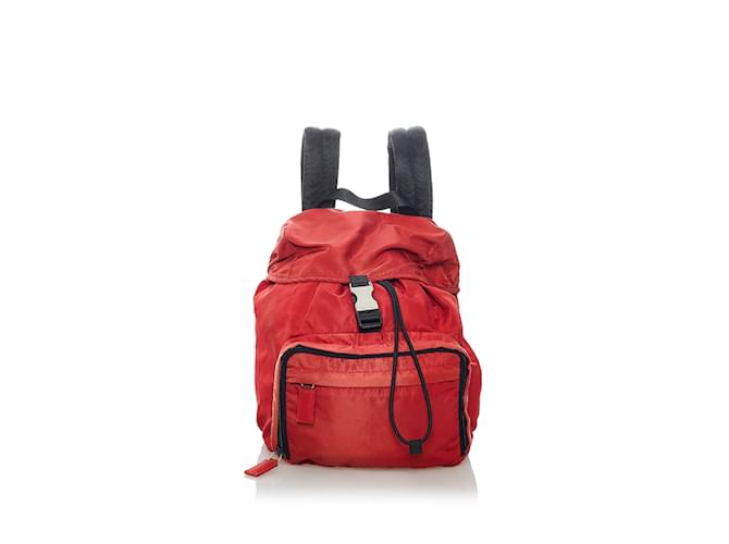 Red Prada Tessuto Drawstring Backpack Cloth  ref.1134440