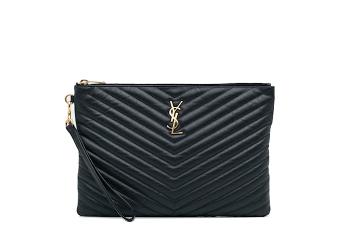 Saint laurent monogram quilted leather pouch hot sale