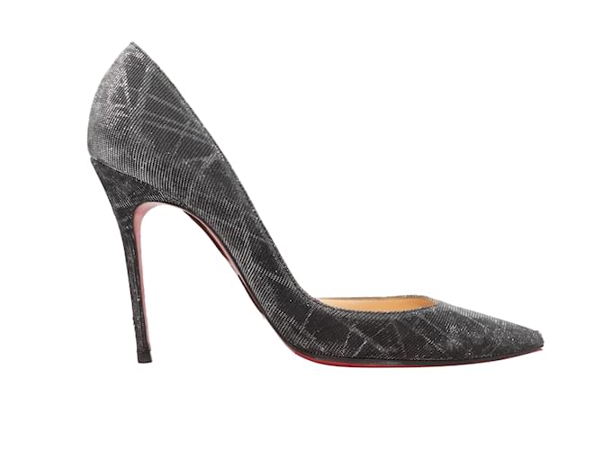 Black & Silver Christian Louboutin Pointed-Toe Pumps Size 38 Cloth  ref.1134618