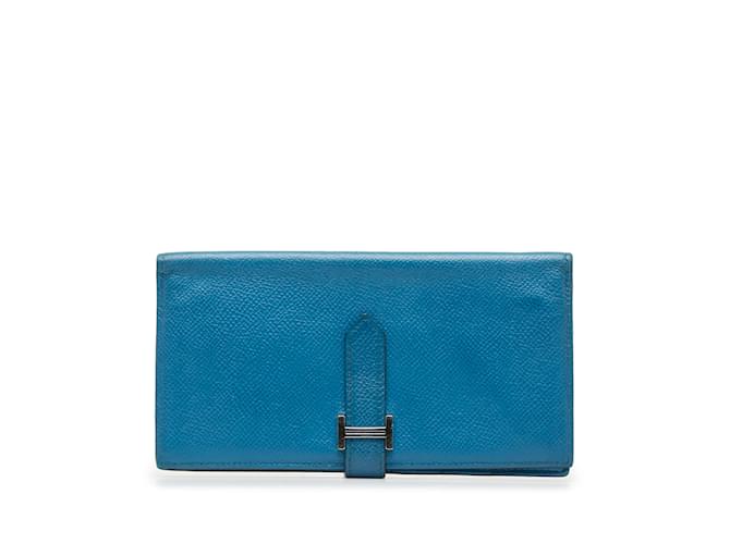 Hermès Blue Hermes Epsom Bearn Wallet Leather  ref.1134690