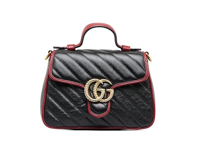 Bolso satchel Gucci GG Marmont Torchon negro Cuero  ref.1134725