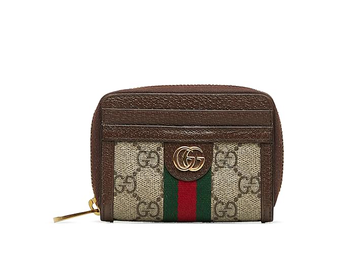 Brown Gucci GG Supreme Ophidia Coin Pouch Leather  ref.1134740