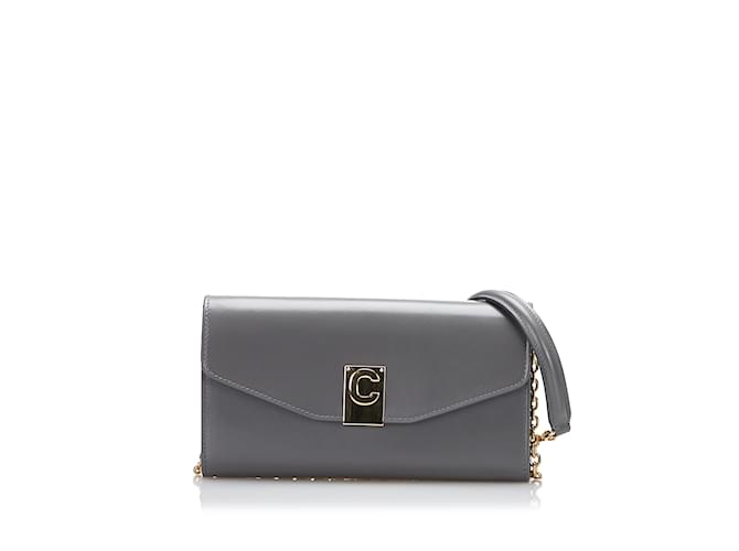 Céline Gray Celine C Bag Wallet On Chain Leather  ref.1134756