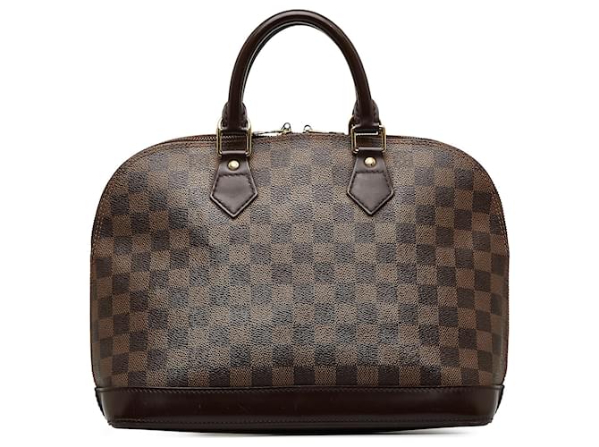 Brown Louis Vuitton Damier Ebene Alma PM Handbag Braun Leder  ref.1134766