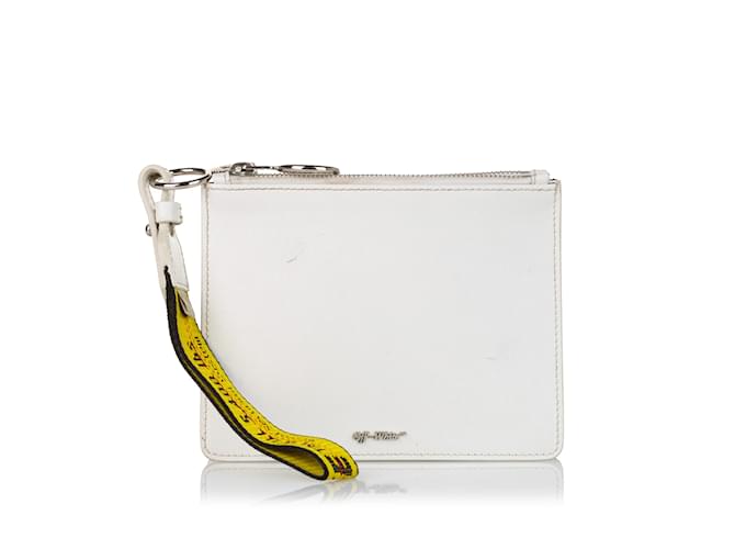 White Off White Flat Pouch Leather  ref.1134768