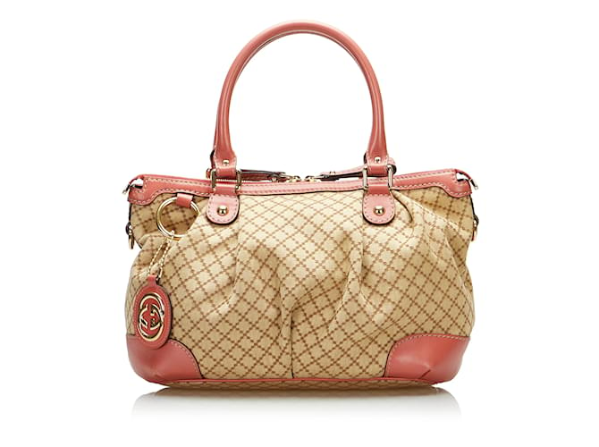 Bolso satchel Sukey de Gucci con diamantes color canela Camello Cuero  ref.1134804