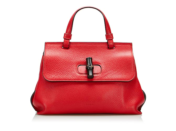 Red Gucci Small Bamboo Daily Satchel Leather  ref.1134809