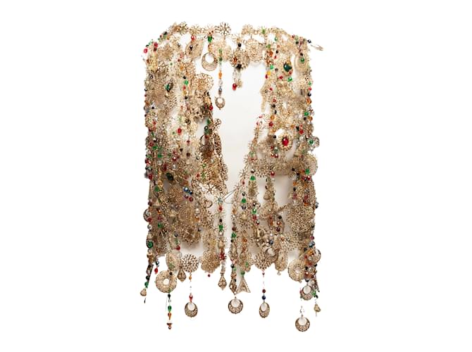 Autre Marque Or et multicolore Loris Azzaro Haut à médaillon perlé sans manches Taille S Synthétique Doré  ref.1134849
