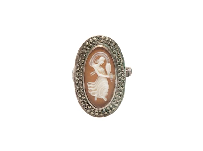 Autre Marque Silver Vintage Cameo Shell Ring Silvery  ref.1134866