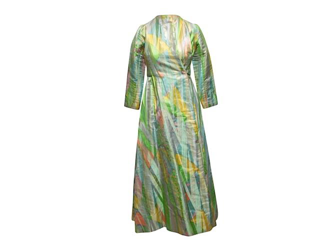 Autre Marque Vintage verde y multicolor Stavropoulos impreso abrigo de noche tamaño S/M Sintético  ref.1134868