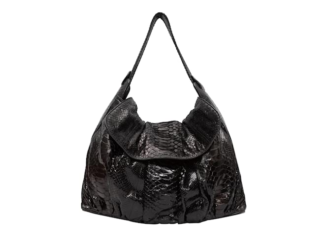 Black Zagliani Large Python Tote Bag Exotic leather  ref.1134934